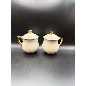 JSC Pot De Crème Covered Chocolate Dessert Cups White & Gold Trim